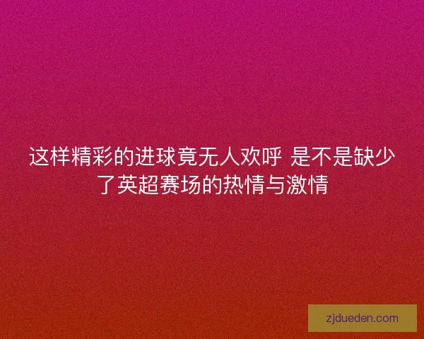 这样精彩的进球竟无人欢呼 是不是缺少了英超赛场的热情与激情